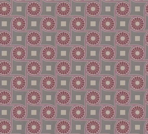 Livingwalls behang grafisch motief lila paars, rood, grijs en beige - 53 cm x 10.05 m - AS-390602
