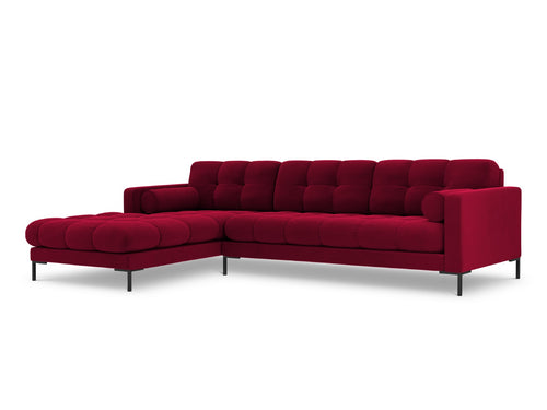 Cosmopolitan Design linker hoekbank Bali 5-zits, flueel, rood - 185x293x75cm