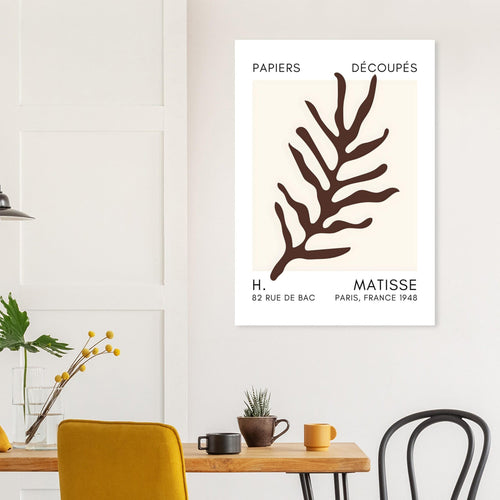 Artfulprints Poster met Lijst Matisse – Ocean flora brown   - A4 21x29.7 cm - Bruin
