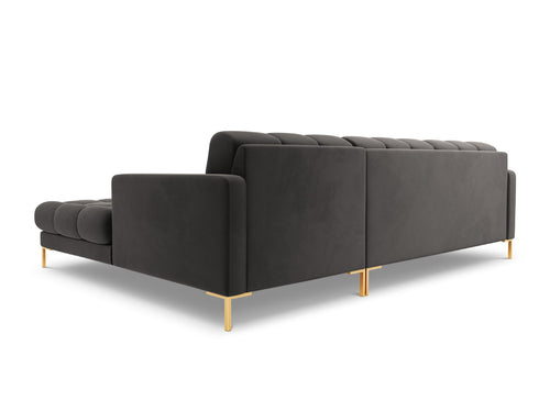 Cosmopolitan Design rechter hoekbank Bali 5-zits, flueel, donkergrijs - 185x293x75cm