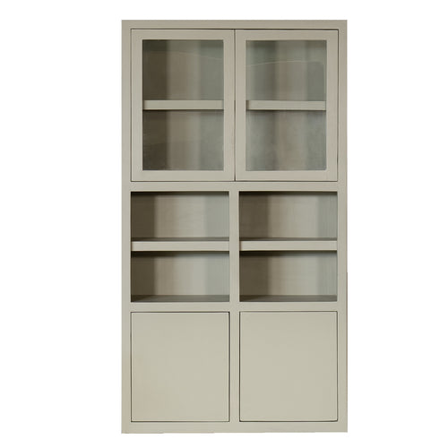 Giga Meubel Kast Xander - Beige Mangohout/Glas - 120x45x220cm - vtwonen shop