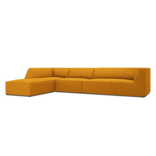 Cosmopolitan Design - Modulaire hoekbank links Siena 5-zits, ribfluwelen geel - 180x366x69cm