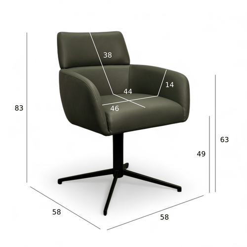 Furnhouse eetkamerstoelen armleuning Marco - Olijfgroen - Leer - Set van 4