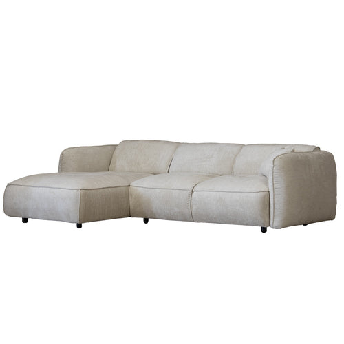 Giga Meubel Chaise Longue Links Lyon - Beige - Stof/Textiel - 265x160x74cm - vtwonen shop