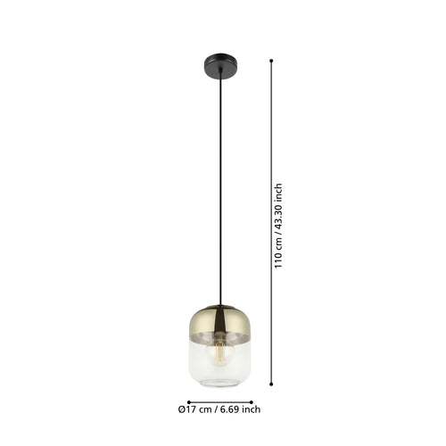 EGLO hanglamp Maryvilla - e27 - ø 17 cm - goud/zwart