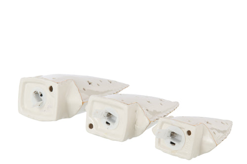 J-Line decoratie Kerstboom - keramiek - wit - set van 3 - LED - vtwonen shop