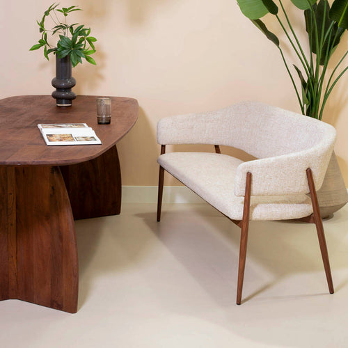 DÉJA Living Eetkamerbank Dénia - Beige/Walnoot - 160cm