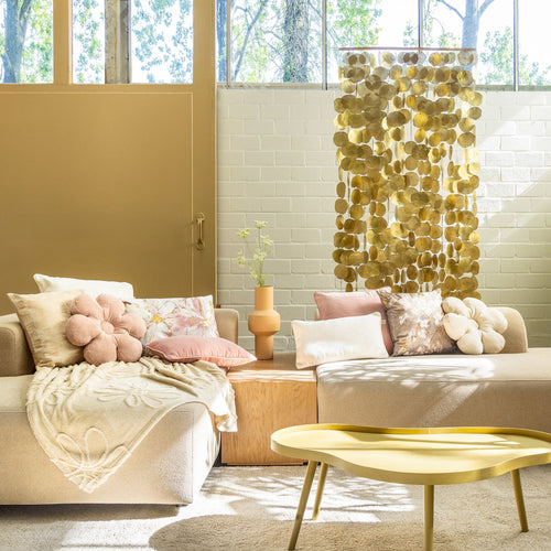 LAMAR - kussenhoes 45x45 cm - Bleached Sand - beige, goud