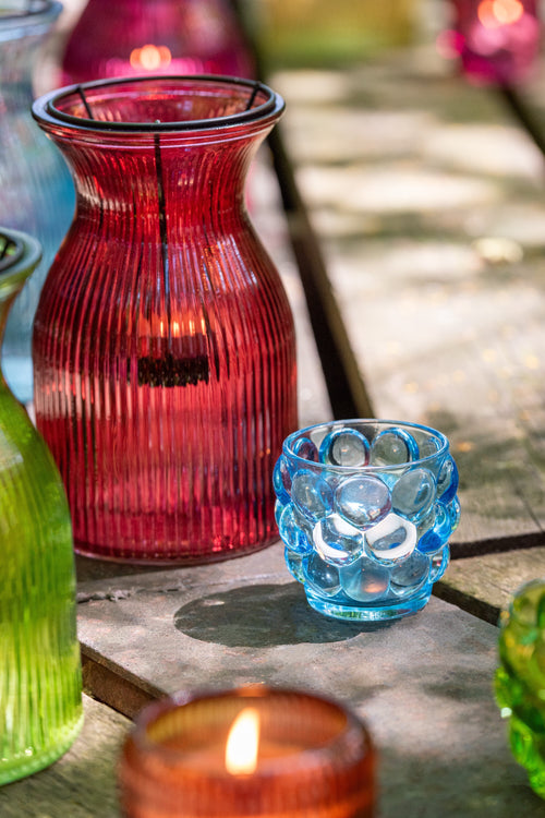 J-Line theelichthouder Lopa - glas - mix - 6 stuks