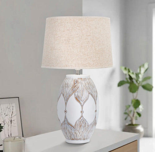 Mauro Ferretti tafellamp - Ø 38x67 cm - wit/beige
