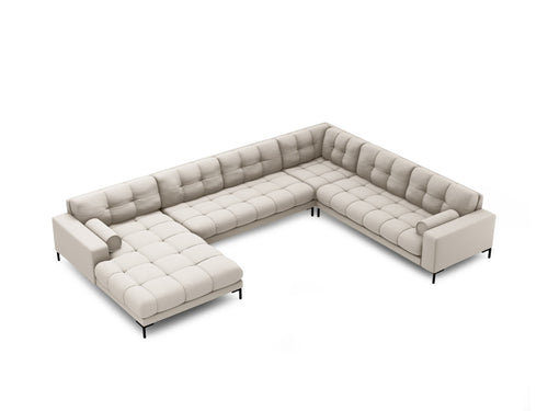 Cosmopolitan Design Panoramische hoekbank rechts Bali 7-zits, structurele stof, beige - 256x327x75cm