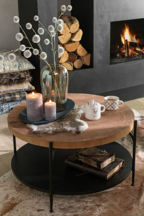 J-Line salontafel Voni - mdf/ijzer - zwart/naturel