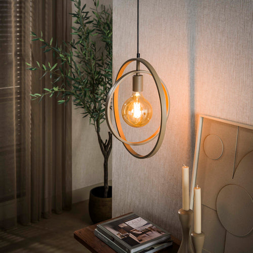 Giga Living Hanglamp Turn Around - Beige Metaal - 40x30x150cm