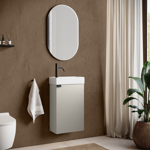 Badplaats Toiletmeubel Apollo 40 x 22 cm – Beige – Fonteinmeubel met Wastafel
