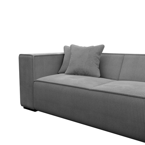 Sia Home - Grote hoekbank Kaya - Corduroy stof - Antraciet grijs - 300cm - vtwonen shop