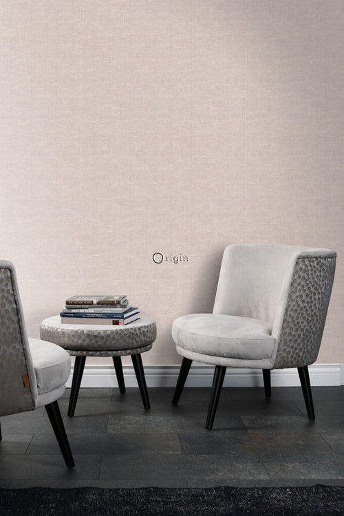 Origin Wallcoverings behang linnenstructuur zacht roze - 0,53 x 10,05 m - 347637 - vtwonen shop