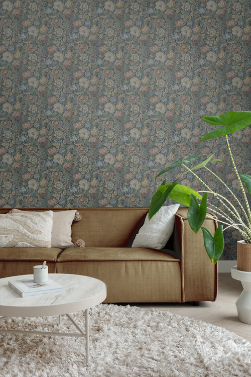 Borastapeter behang vintage bloemen groen - 53 cm x 10.05 m - 660218 - vtwonen shop