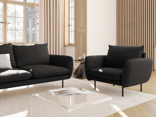 Cosmopolitan Design Fauteuil Vienna boucle, zwart - 94x97x95cm