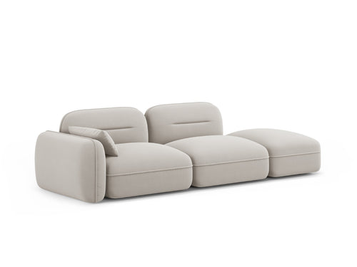 Cosmopolitan Design Rechte modulaire bank Sydney 3-zits, flueel, lichtbeige - 90x295x70cm