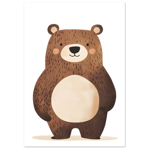 Artfulprints Poster Bruine beer staand   - 70x100 cm - Bruin