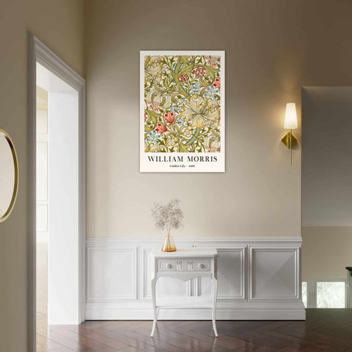 Artfulprints Poster met Lijst William Morris - Golden lilly 1890   - 50x70 cm - Groen