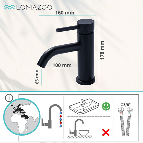 LOMAZOO wastafelkraan Nova - mengkraan - zwart