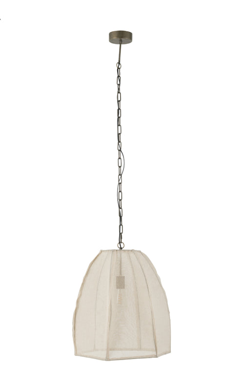 J-Line hanglamp Peer - linnen/ijzer - wit - small