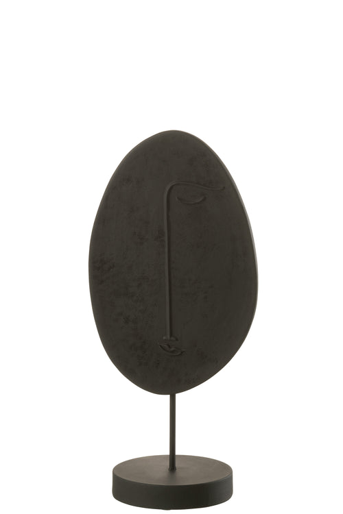 J-Line decoratie Hoofd Plat Op Voet - polyresin - zwart - large