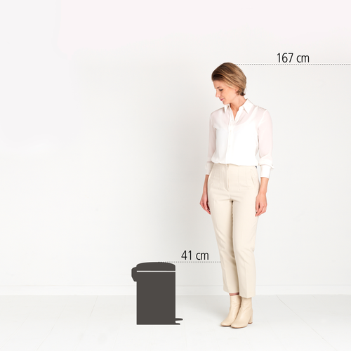 Brabantia NewIcon Pedaalemmer, 12 liter, kunststof binnenemmer - Mineral Concrete Grey