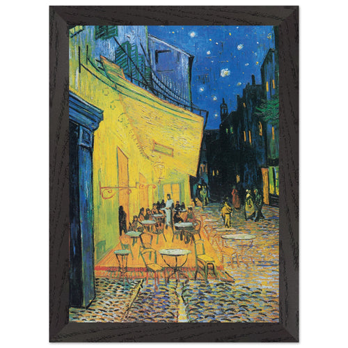 Artfulprints Poster met Lijst Vincent van Gogh - Caféterras bij nacht   - A4 21x29.7 cm - Meerkleurig