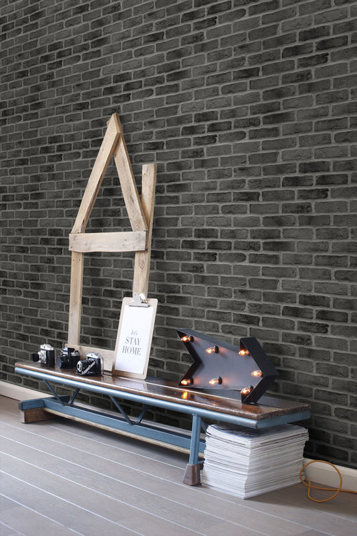 ESTAhome behang bakstenen zwart - 53 cm x 10.05 m - 139138 - vtwonen shop