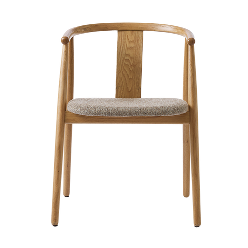 Olivine Kenza Eikenhouten Eetkamerstoel - Naturel met Warm Grijs Zitting - vtwonen shop