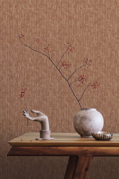 ESTAhome behang grafische lijnen terracotta - 50 x 900 cm - 131418 - vtwonen shop