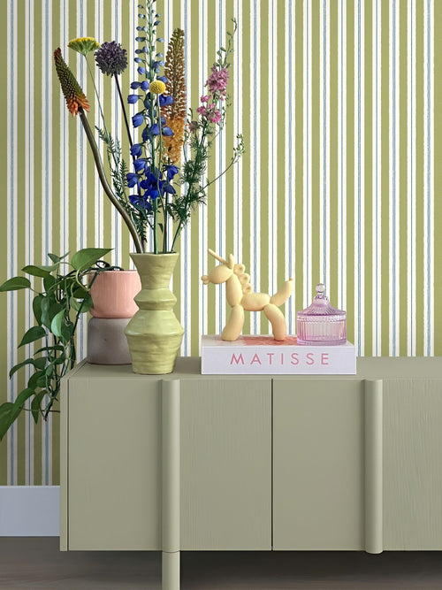 ESTAhome behang strepen groen en blauw - 50 x 900 cm - 131955