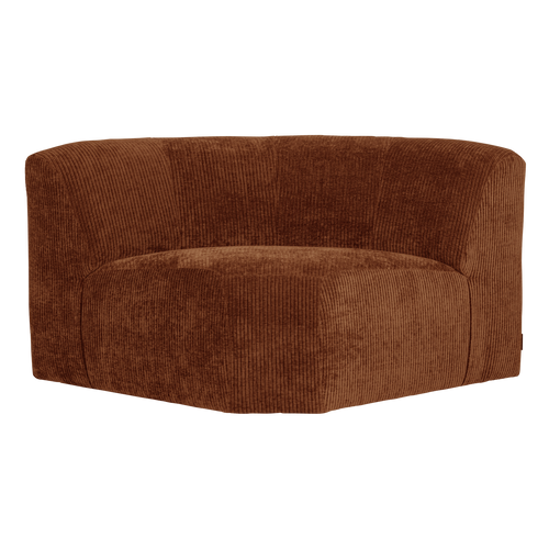 WOOOD hoekelement rond Mojo Base - Ribstof - Roestbruin - 74x110x110