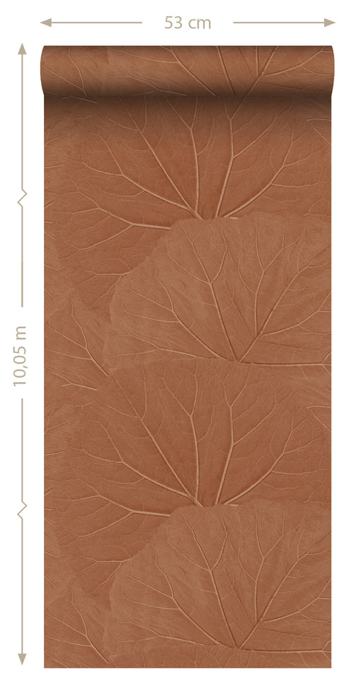 ESTAhome behang bladeren terracotta - 50 x 900 cm - 139915 - vtwonen shop