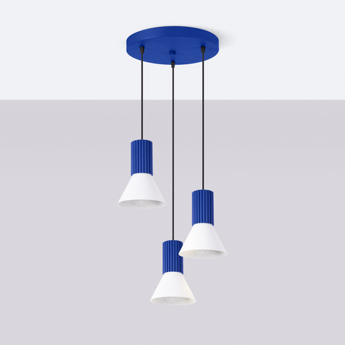 Sollux Lighting Hanglamp ESTRIA 3P wit/ultramarijn - 30x30x120cm