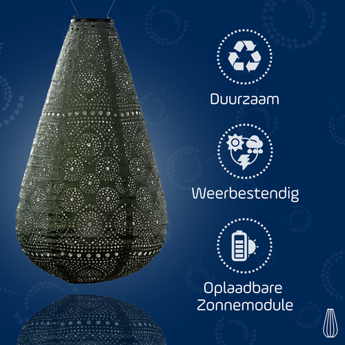 Lumiz solar lampion - spectare drop - 28 cm - sage green