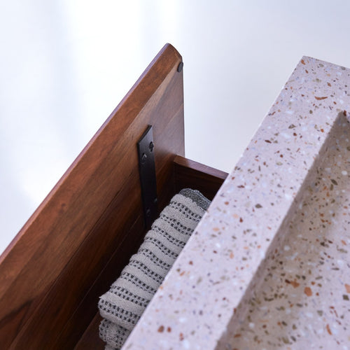 Tikamoon Badkamermeubel van massief palissander en roze premium terrazzo 80 - Roze - vtwonen shop