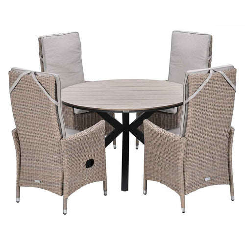 Garden Impressions Tuinset Collin 5-delig - Tulli tuintafel Ø122x75 cm