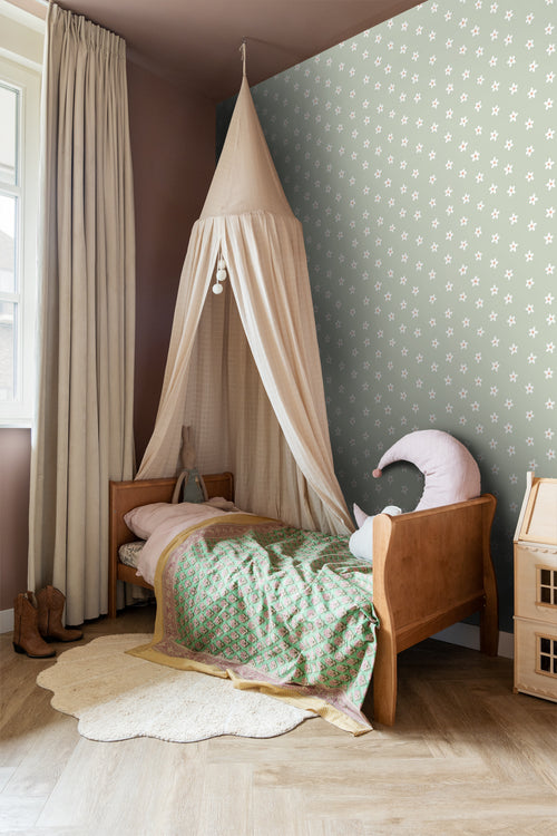 ESTAhome behang madeliefjes groen - 53 cm x 10.05 m - 131115