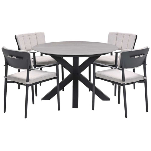 Garden Impressions tuinset Dane - Duuk - donker grijs - Ø120 cm - 5-delig