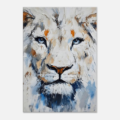 Artfulprints Canvas Abstract painted lion canvas - 60x90 cm - Grijs