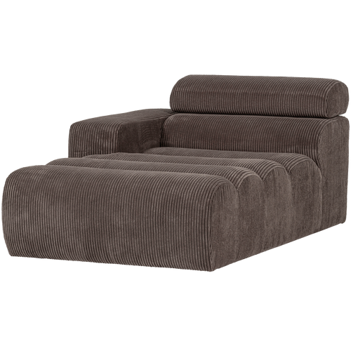 WOOOD chaise longue element arm links Novi - Ribstof - Grijsbruin - 86x109x173 - vtwonen shop