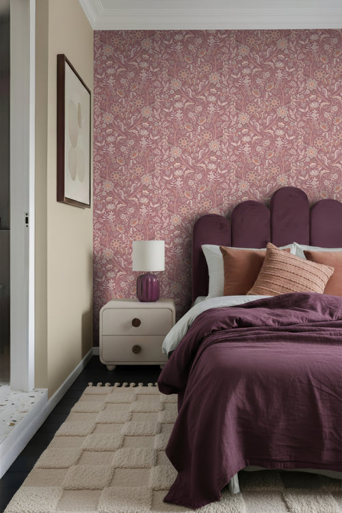 ESTAhome behang vintage bloemen mauve paars - 50 x 900 cm - 131331