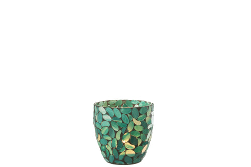 J-Line theelichthouder Mozaiek - glas - azuur - small - vtwonen shop