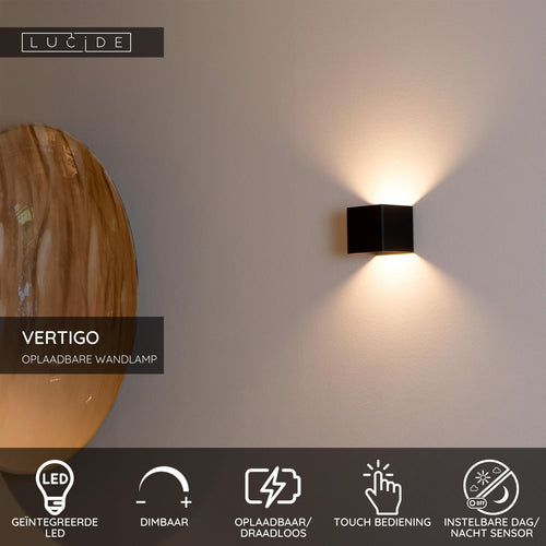 Lucide wandlamp VERTIGO - Geïntegreerde LED - Zwart