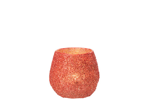 J-Line theelichthouder - glas - rood - small