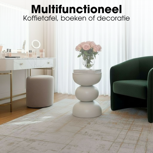 Mica Decorations Luna Bijzettafel - Bijzettafel Rond H46 x Ø32 cm - IJzeren Tafeltje voor Slaapkamer of Woonkamer - Nachtkastje of Plantentafeltje -