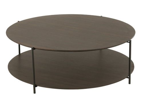 J-Line salontafel Rond - hout/metaal - donkerbruin - large